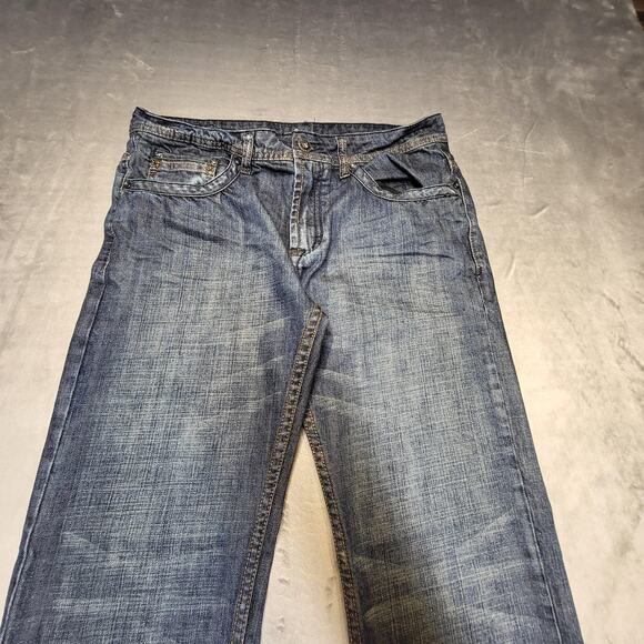 Buffalo David Bitton Jeans Mens 33x31 Blue Denim Straight Leg Flap Pocket Casual - Picture 2 of 8